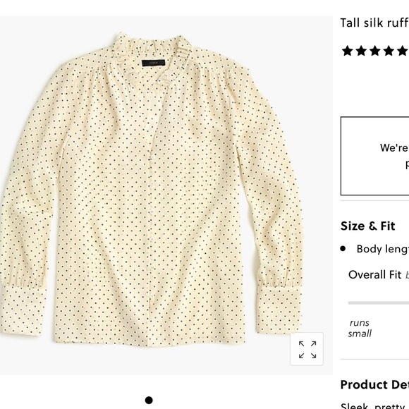 J. Crew Tops - 100% silk ivory / navy dot button front blouse